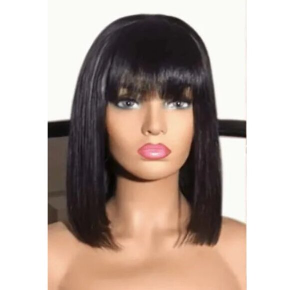 Short Bob Straight Human Hair Wigs Black